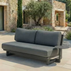 Set angolare da giardino in alluminio 6 posti Long Beach Grigio Salotto Da Giardino