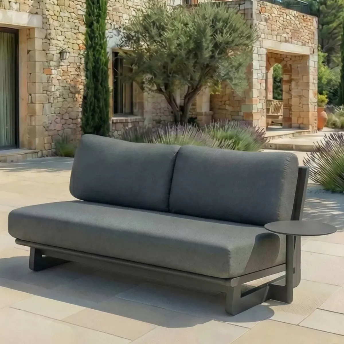 Set angolare da giardino in alluminio 6 posti Long Beach Grigio Salotto Da Giardino