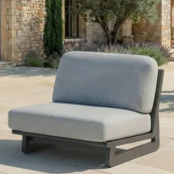 New Set angolare da giardino in alluminio 6 posti Long Beach Grigio antracite e grigio chiaro Salotto Da Giardino