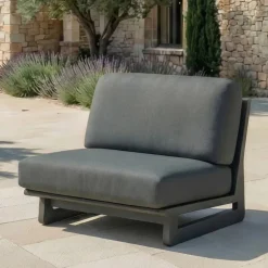 Outlet Set angolare da giardino in alluminio 7 pezzi Long Beach Grigio Salotto Da Giardino