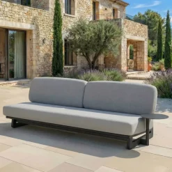 Clearance Set angolare da giardino in alluminio 7 pezzi Long Beach Antracite e grigio chiaro Salotto Da Giardino
