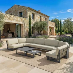 Online Set angolare da giardino in alluminio 7 pezzi Long Beach Grigio antracite e tortora Salotto Da Giardino