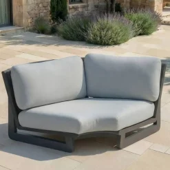 Outlet Set angolare da giardino in alluminio 5 pezzi Long Beach Antracite e Grigio Chiaro Salotto Da Giardino