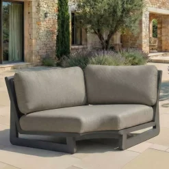 Discount Set angolare da giardino in alluminio 5 pezzi Long Beach Grigio antracite e tortora Salotto Da Giardino