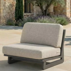 Discount Set angolare da giardino in alluminio 5 pezzi Long Beach Grigio antracite e tortora Salotto Da Giardino