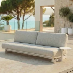 Online Set angolare da giardino in alluminio Long Beach Bianco cenere e beige Salotto Da Giardino