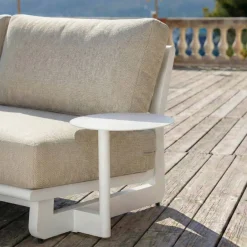 Online Set angolare da giardino in alluminio Long Beach Bianco cenere e beige Salotto Da Giardino