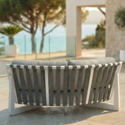 Discount Set angolare da giardino in alluminio Long Beach Bianco cenere e tortora Salotto Da Giardino