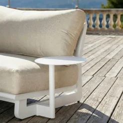 Discount Set angolare da giardino in alluminio Long Beach Bianco cenere e tortora Salotto Da Giardino