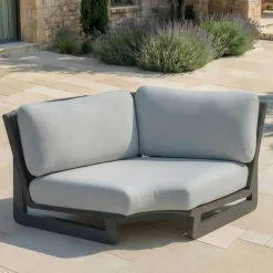 Outlet Set angolare da giardino in alluminio Long Beach Grigio antracite e grigio chiaro Salotto Da Giardino