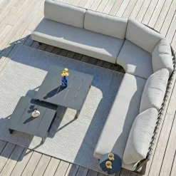 Outlet Set angolare da giardino in alluminio Long Beach Grigio antracite e grigio chiaro Salotto Da Giardino