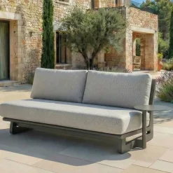 New Set angolare da giardino in alluminio Long Beach Grigio antracite e tortora Salotto Da Giardino