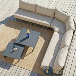 New Set angolare da giardino in alluminio Long Beach Grigio antracite e tortora Salotto Da Giardino