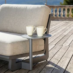 New Set angolare da giardino in alluminio Long Beach Grigio antracite e tortora Salotto Da Giardino