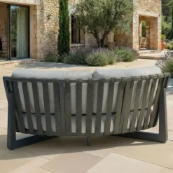 New Set angolare da giardino in alluminio 6 posti 6 pezzi Long Beach Antracite e grigio chiaro Salotto Da Giardino