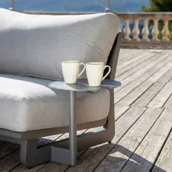 New Set angolare da giardino in alluminio 6 posti 6 pezzi Long Beach Antracite e grigio chiaro Salotto Da Giardino