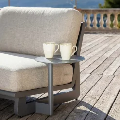 Set angolare da giardino in alluminio 6 posti 6 pezzi Long Beach Grigio antracite e tortora Salotto Da Giardino