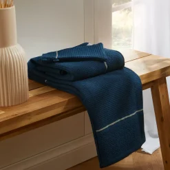 Best Set asciugamani 50x90 cm + 70x130 cm + 1 guanto da bagno Japandi Blu marino e argento Biancheria Bagno|Asciugamani Bagno