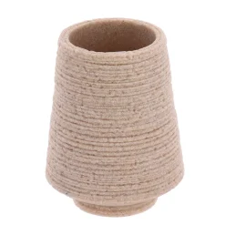 Set bicchiere distributore e porta sapone in poliresina effetto sabbia Lina Beige