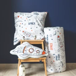 Outlet Set copripiumino e due federe per bambini in cotone (200 x 200 cm) Galassia Bianca Biancheria Da Letto Bambini