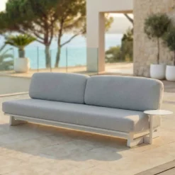 Online Set da giardino angolare in alluminio 7 pezzi Long Beach Bianco cenere e grigio chiaro Salotto Da Giardino