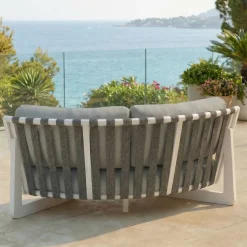 Hot Set da giardino angolare in alluminio Long Beach Bianco cenere e grigio chiaro Salotto Da Giardino