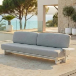 Hot Set da giardino angolare in alluminio Long Beach Bianco cenere e grigio chiaro Salotto Da Giardino
