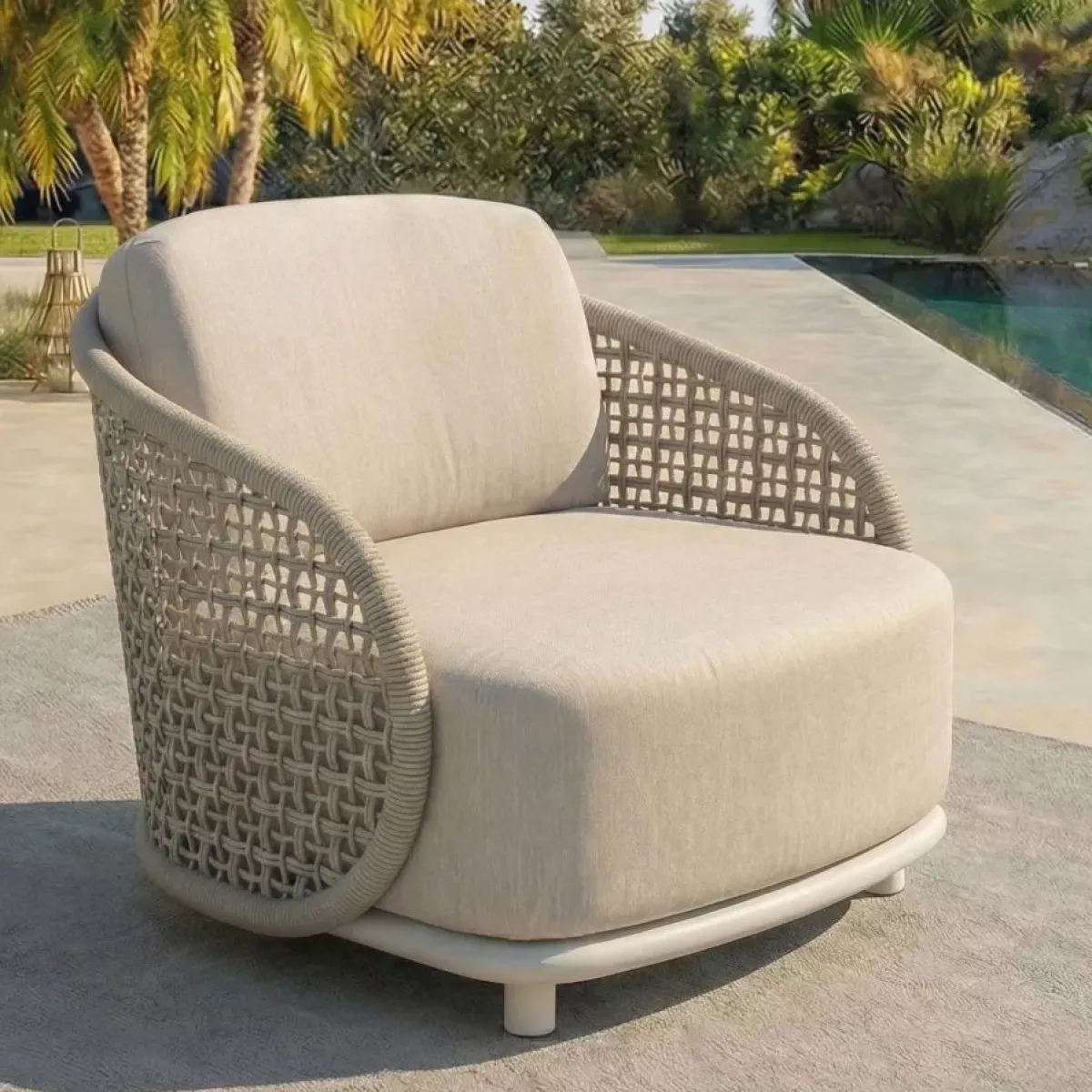 Outlet Set da giardino effetto rattan e alluminio 4 posti 5 pezzi Riviera Salotto Da Giardino