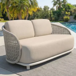 Outlet Set da giardino effetto rattan e alluminio 4 posti 5 pezzi Riviera Salotto Da Giardino