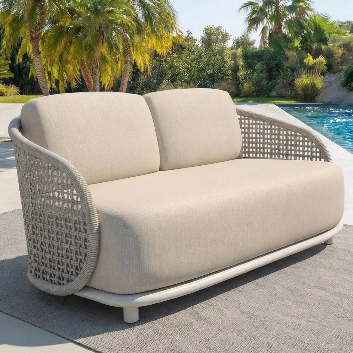 Outlet Set da giardino effetto rattan e alluminio 4 posti 5 pezzi Riviera Salotto Da Giardino