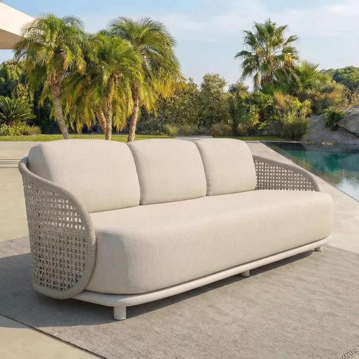 Discount Set da giardino effetto rattan e alluminio 5 posti 5 pezzi Riviera Salotto Da Giardino