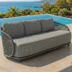 Clearance Set da giardino effetto rattan e alluminio 5 posti 5 pezzi Riviera Grigio Salotto Da Giardino