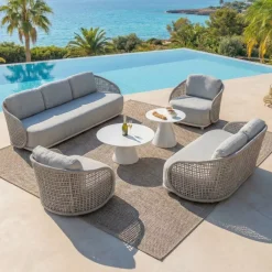Online Set da giardino effetto rattan e alluminio 7 posti 6 pezzi Riviera Salotto Da Giardino
