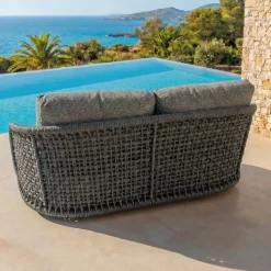 Hot Set da giardino effetto rattan e alluminio 7 posti 6 pezzi Riviera Grigio Salotto Da Giardino