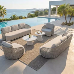 Sale Set da giardino effetto rattan e alluminio 6 pezzi Riviera Salotto Da Giardino
