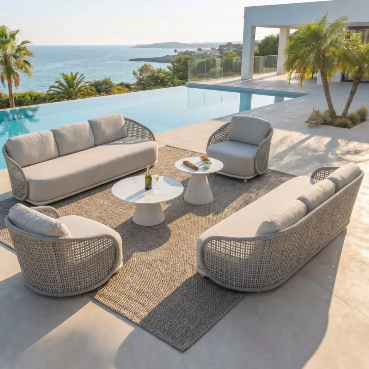 Sale Set da giardino effetto rattan e alluminio 6 pezzi Riviera Salotto Da Giardino