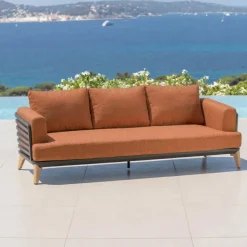 Sale Set da giardino in alluminio 12 posti 8 pezzi Monte Carlo Grigio antracite e terracotta Salotto Da Giardino