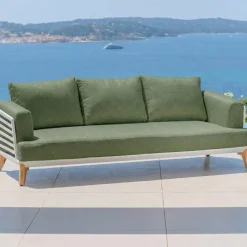 Best Set da giardino in alluminio 5 posti 4 pezzi Monte Carlo Bianco e verde rosmarino Salotto Da Giardino
