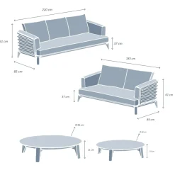 Best Set da giardino in alluminio 5 posti 4 pezzi Monte Carlo Bianco e verde rosmarino Salotto Da Giardino