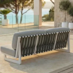 Discount Set da giardino in alluminio 5 posti 5 pezzi Long Beach Bianco cenere e tortora Salotto Da Giardino