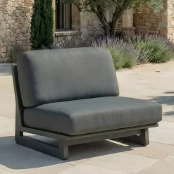 Clearance Set da giardino in alluminio 5 posti 5 pezzi Long Beach Grigio Salotto Da Giardino