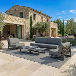 Clearance Set da giardino in alluminio 5 posti 5 pezzi Long Beach Grigio Salotto Da Giardino
