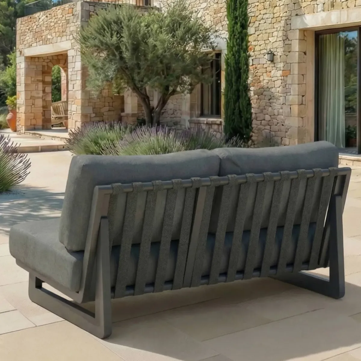 Best Set da giardino in alluminio 4 posti 4 pezzi Long Beach Grigio Salotto Da Giardino