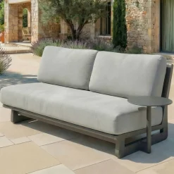Sale Set da giardino in alluminio 4 posti 4 pezzi Long Beach Grigio antracite e grigio chiaro Salotto Da Giardino