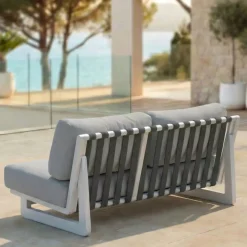 Best Set da giardino in alluminio 7 posti 6 pezzi Long Beach Bianco cenere e grigio chiaro Salotto Da Giardino