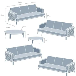 Online Set da giardino in alluminio 12 posti 8 pezzi Monte Carlo Bianco e verde rosmarino Salotto Da Giardino