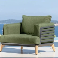 Set da giardino in alluminio 3 pezzi Monte Carlo Grigio e verde rosmarino Salotto Da Balcone|Salotto Da Giardino