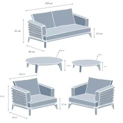 Best Set da giardino in alluminio 4 posti 5 pezzi Monte Carlo Bianco e terracotta Salotto Da Giardino