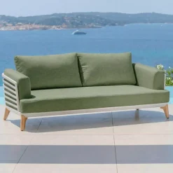 Best Set da giardino in alluminio 4 posti 5 pezzi Monte Carlo Bianco e verde rosmarino Salotto Da Giardino