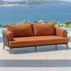 Sale Set da giardino in alluminio 4 posti 5 pezzi Monte Carlo Grigio antracite e terracotta Salotto Da Giardino